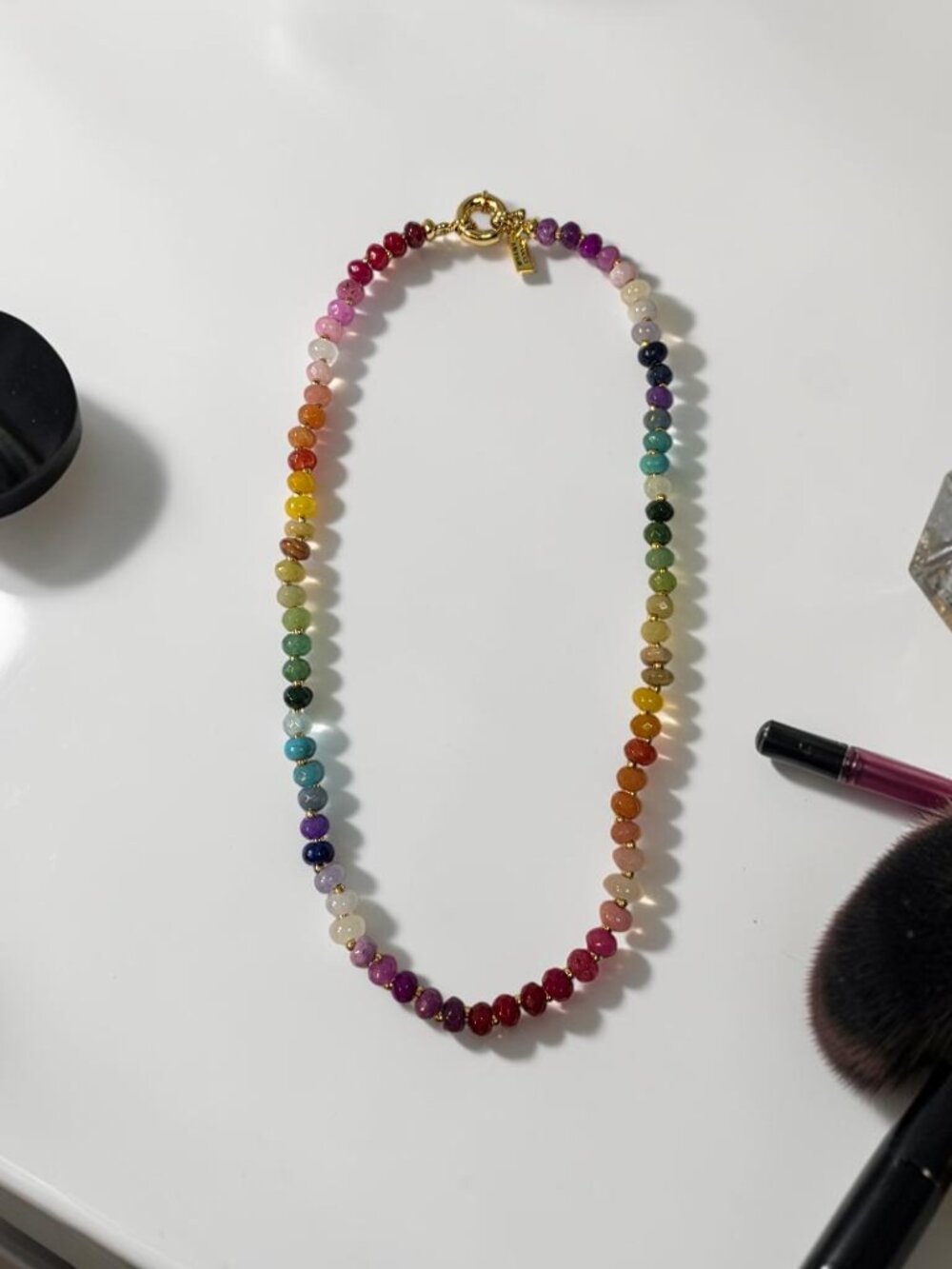 Colorful 5mm Rainbow Beads with Gold Sailor Clasp by Fucci Minnulli NWT - Picture 5 of 5